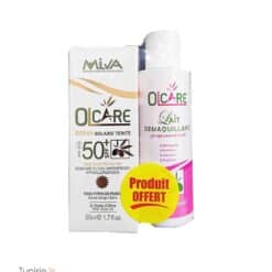Milva olcare ecran solaire teinte beige claire spf 50+ 50 ml + Lait démaquillante 100 ml offert