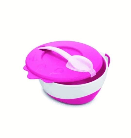 canpol bol avec couvercle et cuillere 350 ml rose – Image 2