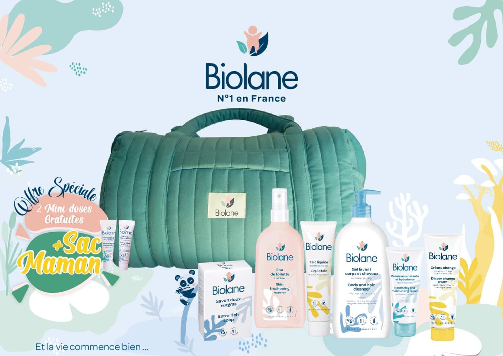 BIOLANE SAC maman matelassé vert