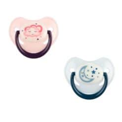 CANPOL babies sucette rose orthodontique silicone 0-6M+ night Dreams fluorescente
