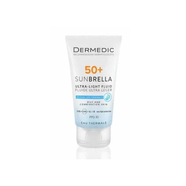 DERMEDIC pack SUNBRELLA fluide ultra légère SPF 50+ Peaux grasses et tout types de peaux 40 ml*2