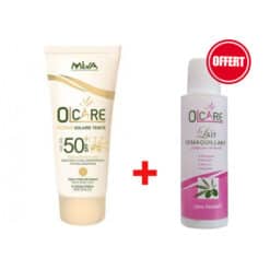 Milva Olcare Ecran Solaire Teinté Beige rosée SPF 50+ + Lait démaquillante 100 ml offert