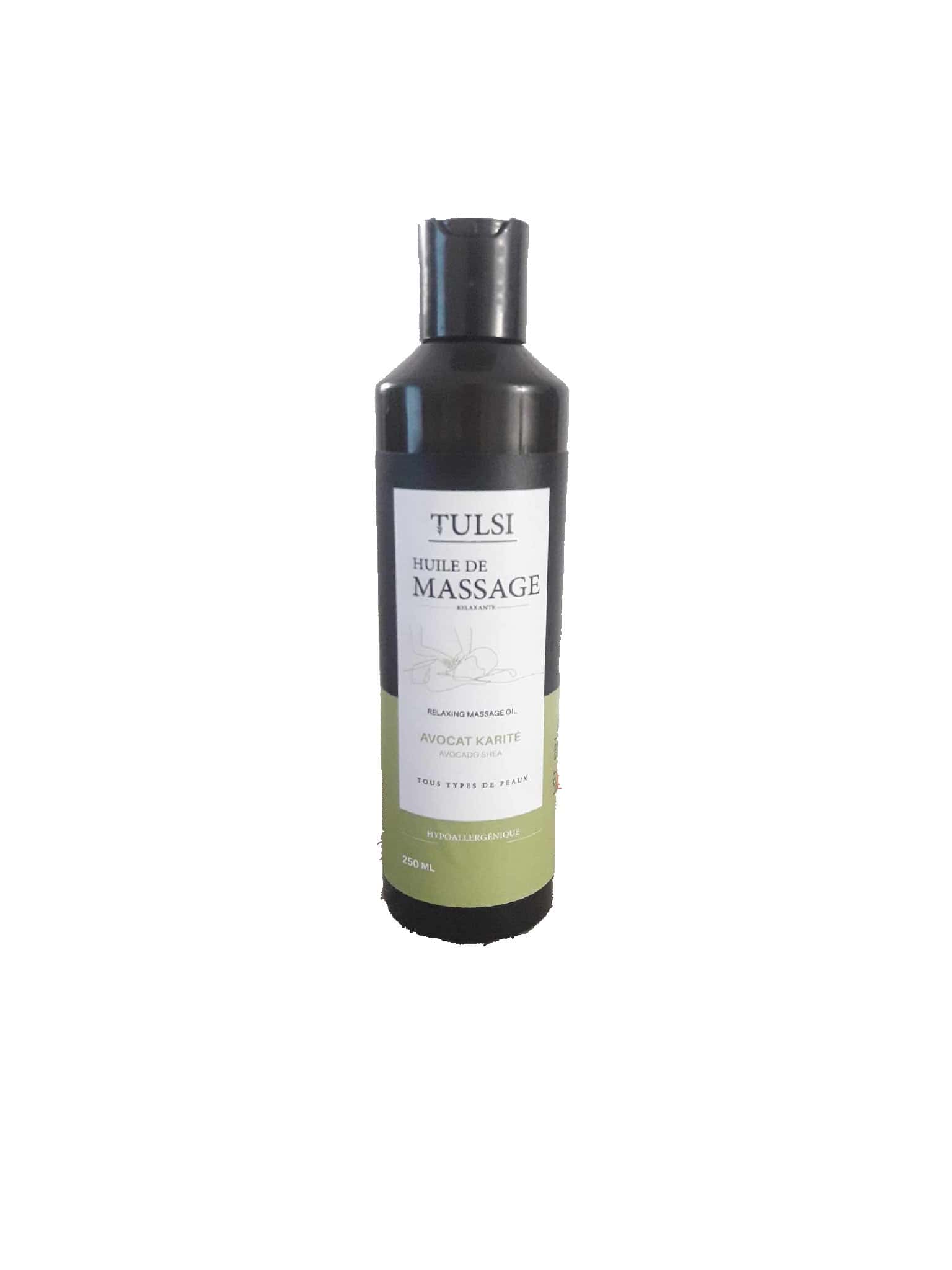 TULSI huile de massage avocat karité 250 ml – Image 2