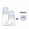 canpol pack 2 biberon anti colique col large PP nouveau né + sucette bleu