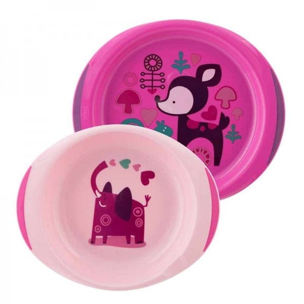 CHICCO SET D'ASSIETTES BABY'S DISH SET ROSE 12M+