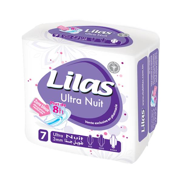 Lilas Serviettes Ultra Nuit 3mm - Pack de 7