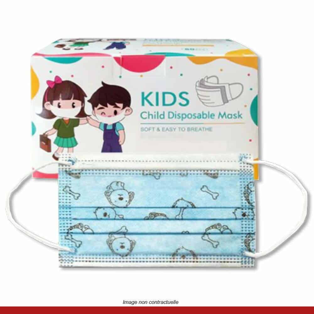 Masque chirurgical enfant 3 plis jetable type 1 avec dessins et motifs