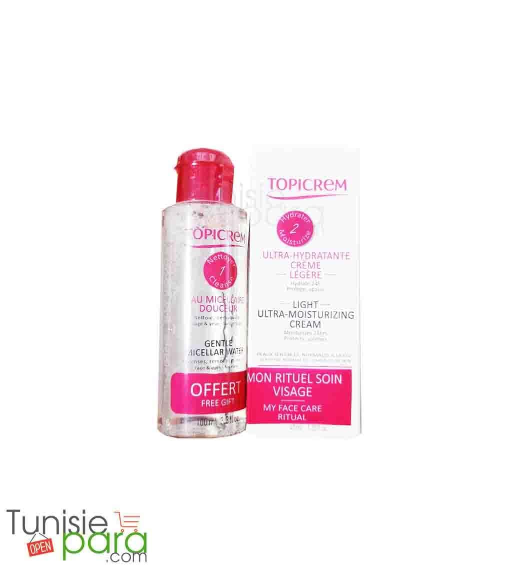 TOPICREM CREME ULTRA HYDRATANTE LEGERE 40 ML + EAU MICELLAIRE DOUCEUR 100ML OFFERT