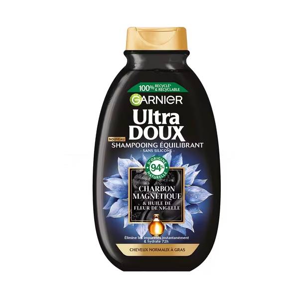 Garnier Ultra Doux Shampoing Charbon Noir Et Huile De Nigelle 200ml