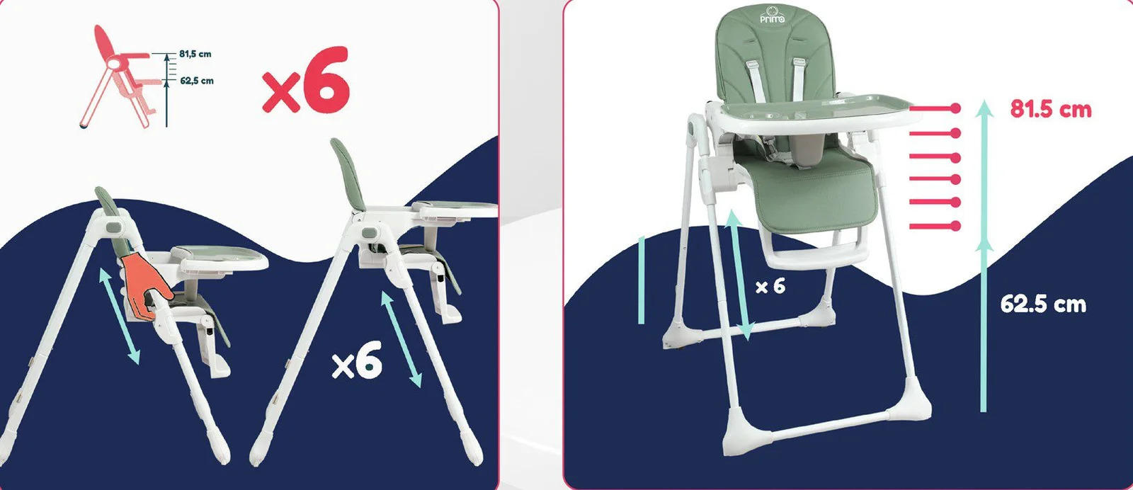 Chaise Haute Prima Bébé Piccola Gris – Image 4