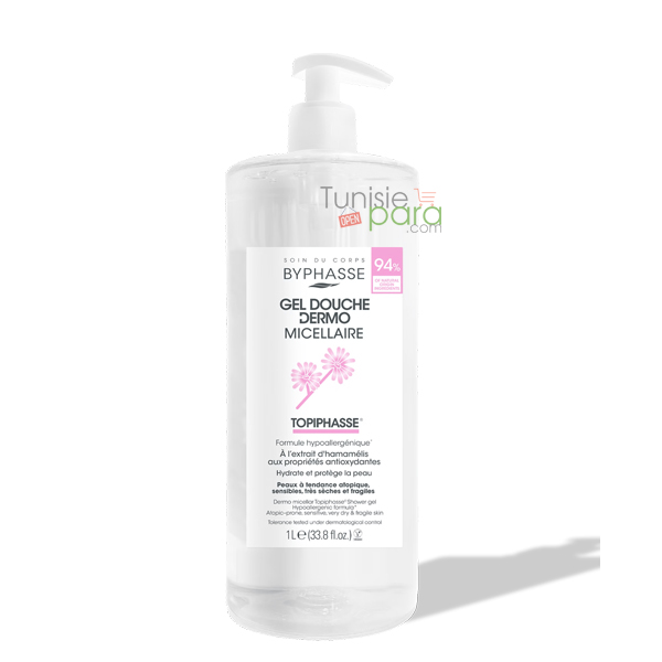 BYPHASSE GEL DOUCHE DERMO MICELLAIRE TOPIPHASSE 1L NEW