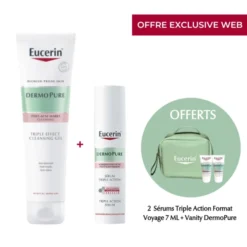 EUCERIN - PACK DERMOPURE MARQUE POST ACNE : GEL TRIPLE ACTION + SERUM + TROUSSE ET 2 SERUM TRIPLE ACTION 7ML OFFERTS