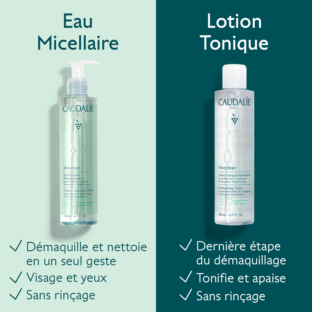 Caudalie Vinoclean - Lotion Tonique Hydratante à l_Eau de Rose Bio 200ml – Image 3