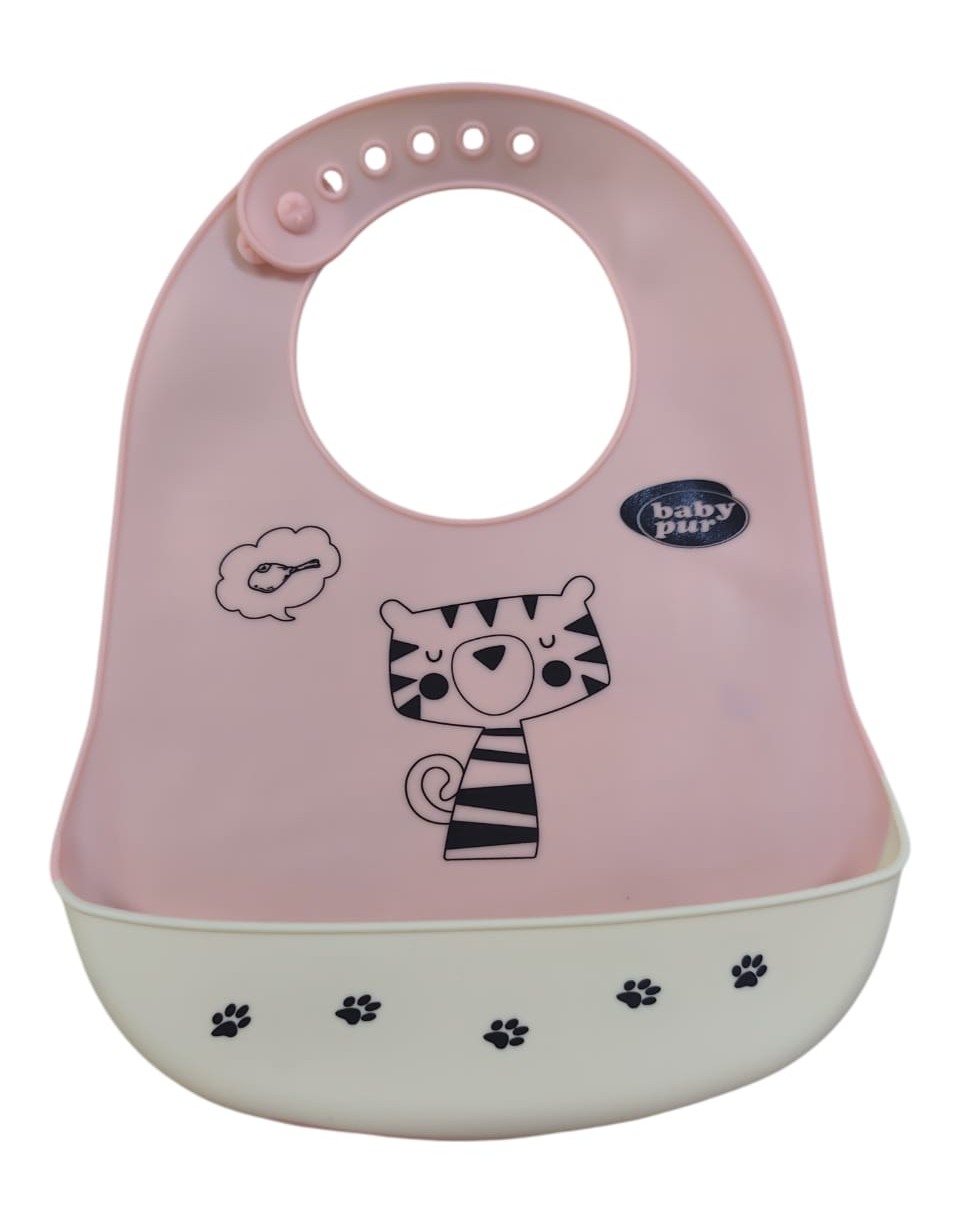 baby pur Bavoir Souple avec Récupérateur Bleu Rose